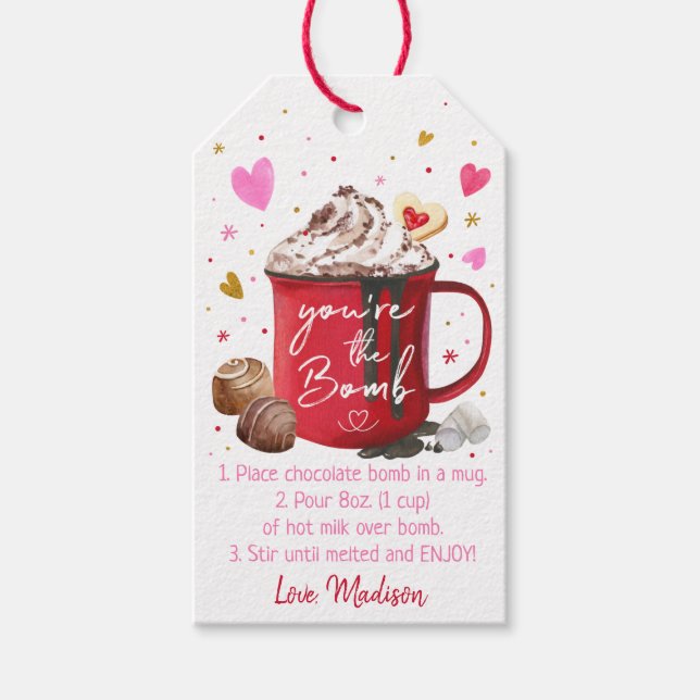 Valentins heiße Schokoladenbombe Pink Gold Herz Geschenkanhänger (Vorderseite)