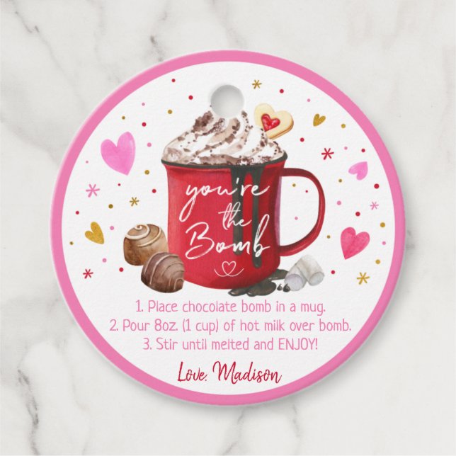 Valentins heiße Schokoladenbombe Pink Gold Herz Geschenkanhänger (Vorderseite)