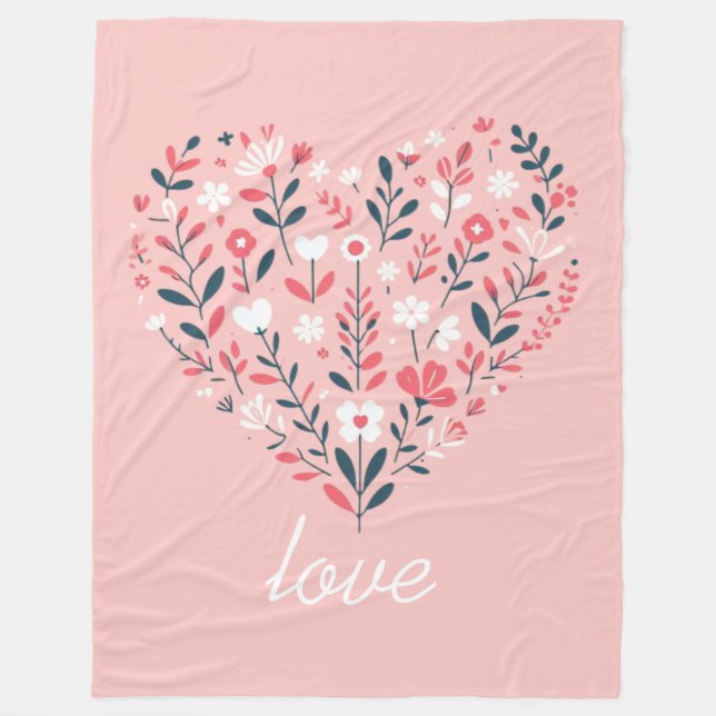Valentins Herz Fleecedecke (Vorderseite)