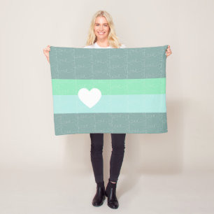 Valentins Herz Handgezeichnete Liebe Blau Grün Fleecedecke