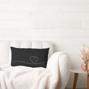 Valentins Herz Monogramm Datum Zweifarbig Lendenkissen