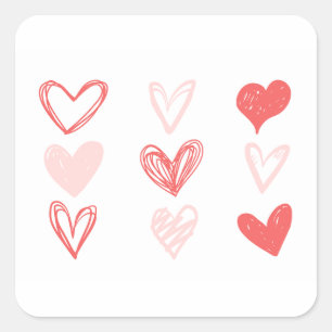 Valentins Herz rosa Minimalistisch-modern Quadratischer Aufkleber