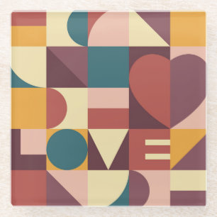 Valentins Herzdesign, abstrakter Hintergrund. Glasuntersetzer