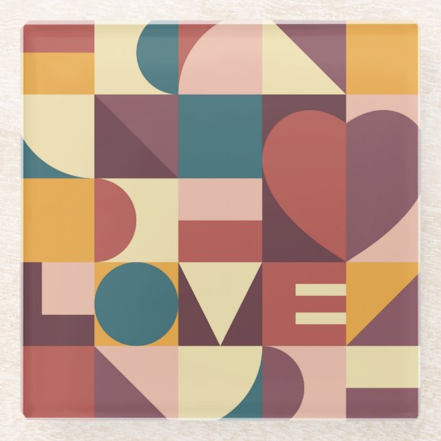 Valentins Herzdesign, abstrakter Hintergrund. Glasuntersetzer (Vorderseite)