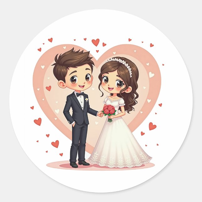 Valentins Hochzeitskuppelaufkleber Runder Aufkleber (Vorderseite)