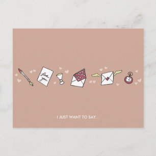 Valentins Liebe-Brief, beige-minimalistisch romant Feiertagspostkarte