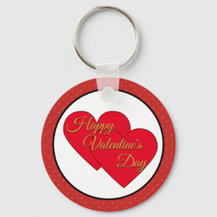 Valentins Liebe Herz und Polka Dots Schlüsselanhänger