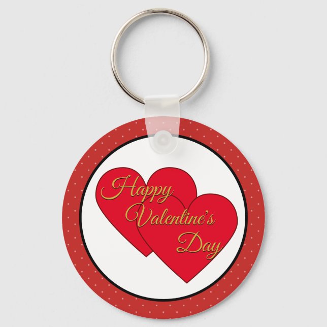 Valentins Liebe Herz und Polka Dots Schlüsselanhänger (Vorderseite)