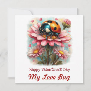 Valentins-Liebeskäfer auf Blütenrose Karte