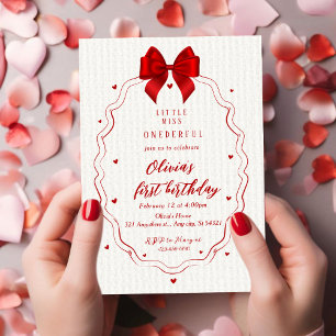 Valentins Little Miss ONEderful Erster Geburtstag Einladung