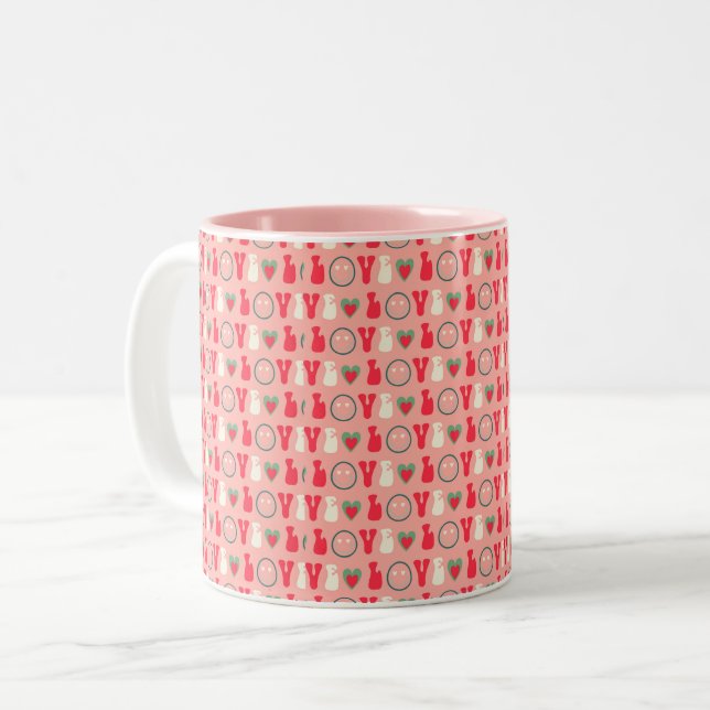 Valentins morgendliche Bliss Zweifarbige Tasse (Vorderseite Links)