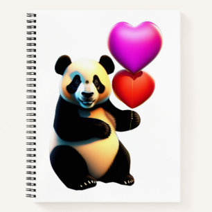 Valentins-Panda & Herzballon, Valentinstag Notizbuch