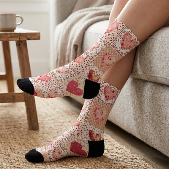 Valentins-Patchwork-Herz Socken (Von Creator hochgeladen)