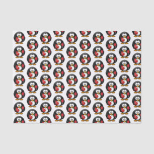Valentins-Pinguin mit Schokolade und Rosen Geschen Seidenpapier