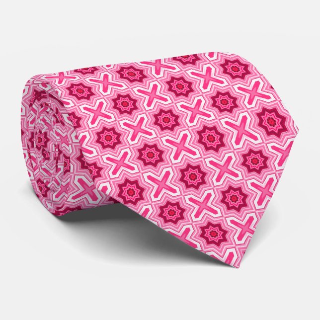 Valentins-Pink und Weiß Krawatte (Gerollt)