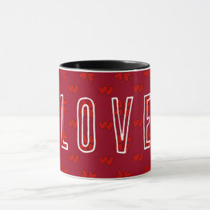 Valentins Rote Herzen auf der roten Liebe 2 Tasse