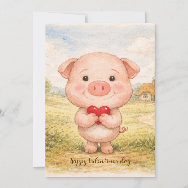 Valentins-Schwein Feiertagskarte (Vorderseite)