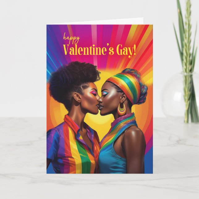 Valentins schwulenafrikanischer Regenbogen Feiertagskarte (Vorderseite)