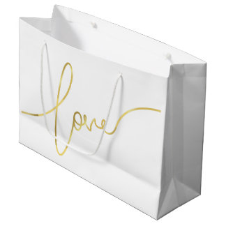 VALENTINS TAGE IMITATS GOLD FOIL LIEBE SCRIPT GROßE GESCHENKTÜTE