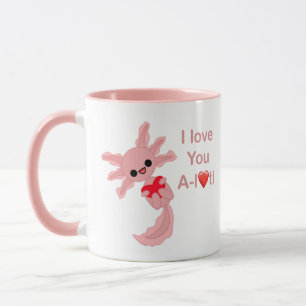 Valentins Zwei-Tone-rosa Axolotl-Liebe-Tasse Tasse