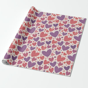 Valentinschattierungen des lila roten Herzmusters Geschenkpapier