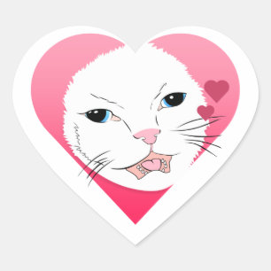 Valentinsche Katzenherz-Illustration Herz-Aufkleber