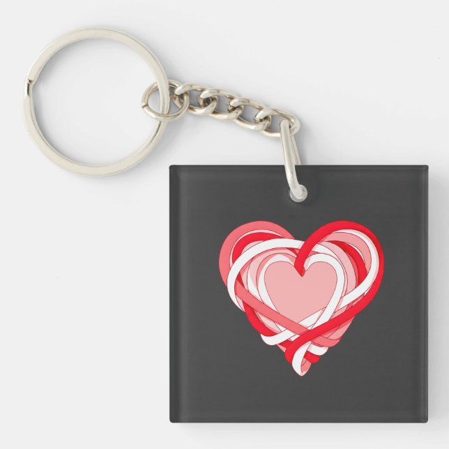 Valentinschleiferherz im Shirt-Design Schlüsselanhänger (Vorderseite)