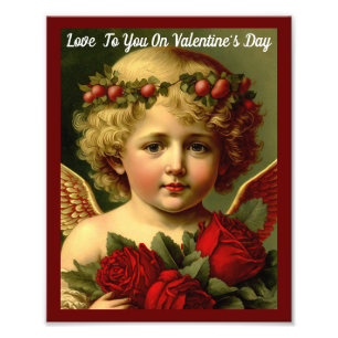 Valentinsengel mit Rosenplakat Fotodruck