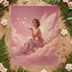 Valentinsfee auf rosa Wolken Fantasy-Kunst