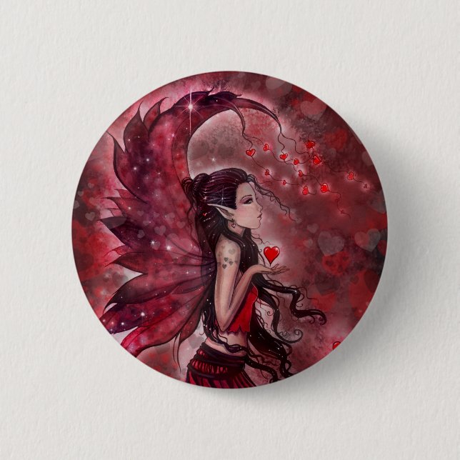 Valentinsfee Pinback-Button 'Herzen' Button (Vorderseite)