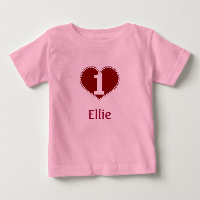 Valentinsgruß-1. Geburtstag Baby T-shirt (Vorderseite)