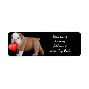 Valentinsgruß-Bulldoggenwelpe Adressen-Etiketten