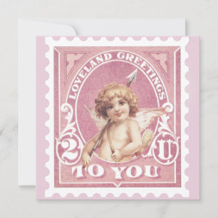 Valentinsgruß Cupid Rosa Stempel Valentinstag Feiertagskarte