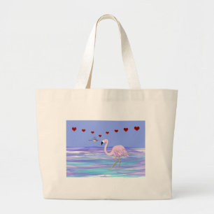 Valentinsgruß-Flamingo-Kolibri Jumbo Stoffbeutel