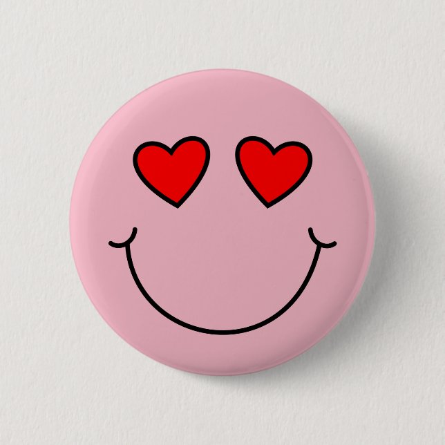 Valentinsgruß-Herz mustert Emoji Button (Vorderseite)