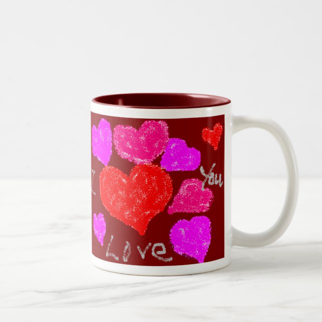 Valentinsgruß-Herzen Zweifarbige Tasse (Rechts)