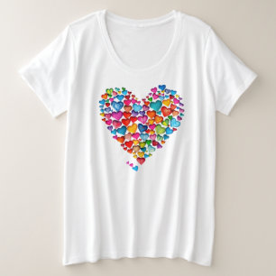 Valentinsgruß Herzform Wasserfarben-Design-57393 Große Größe T-Shirt
