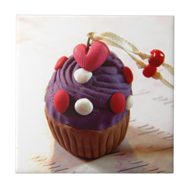 Valentinsgruß-kleiner Kuchen Fliese (Vorderseite)