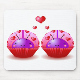 Valentinsgruß-Marienkäfer-kleine Kuchen Mousepad
