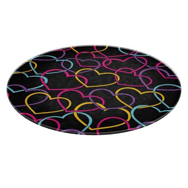 Valentinsgruß-Muster mit Farbherzen Schneidebrett (Ecke)