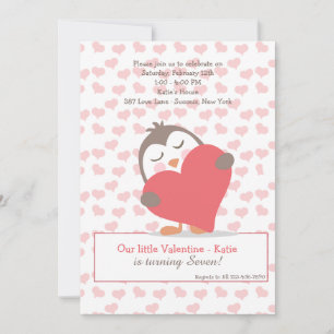 Valentinsgruß-Pinguin-Einladung Einladung