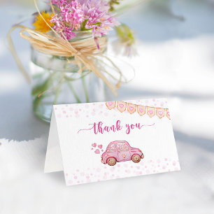 Valentinsgruß Rosa Auto Baby Shower Dankeskarte