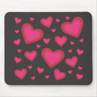 Valentinsgruß-rosa Herzen auf schwarzem Mousepad