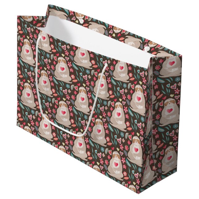 Valentinsgruß-Trägheits-Muster Große Geschenktüte (Vorderseite Schrägansicht)