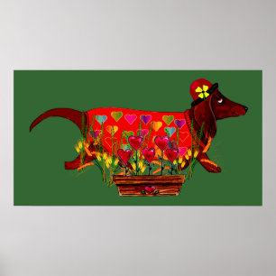Valentinsgruß Weiner Hund Poster
