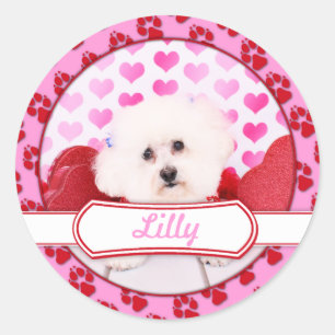 Valentinsgrüße - Bichon Frise - Lilly Runder Aufkleber
