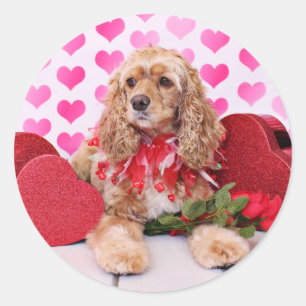 Valentinsgrüße - Cocker spaniel - Bella Runder Aufkleber