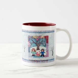 Valentinsgrüße für immer zweifarbige tasse
