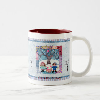 Valentinsgrüße für immer zweifarbige tasse