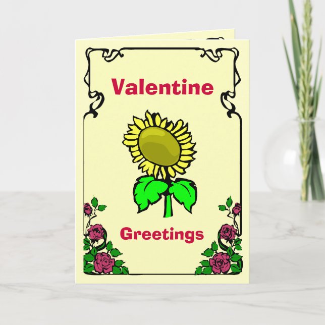 Valentinsgrußgrüße, Sonnenblume 1 Feiertagskarte (Vorderseite)